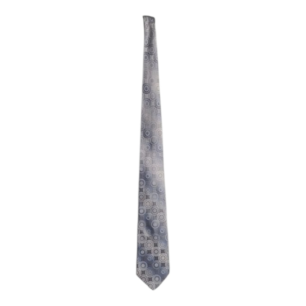 Via Europa accessory men's tie grey blue circles concentric fine neckwear silk